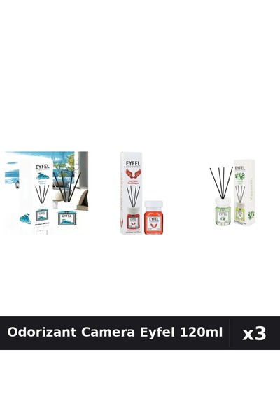 Eyfel Set 3 Odorizante Camera cu Betisoare - Ocean, Red Dragon, Iasomie 120ml