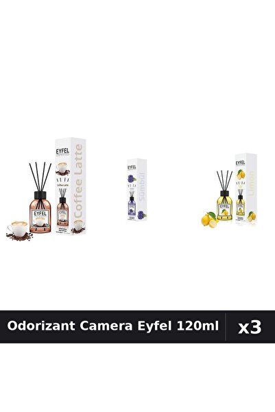 Eyfel Set 3 Odorizante Camera cu Betisoare - Cafea, Zambile, Lamaie 120ml