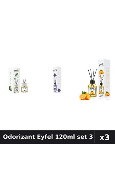 Eyfel Set 3 Odorizante Camera cu Betisoare 120ml - Lacramioare, Zambile, Port...