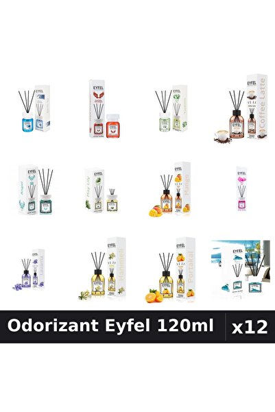 Eyfel Set 12 Odorizante Camera cu Betisoare - 12 Arome Asortate, 120ml