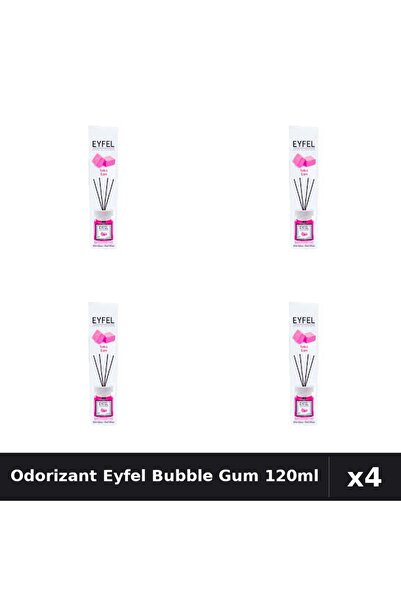 Eyfel Pachet 4 Odorizante Camera cu Betisoare Bubble Gum 120ml - Parfum Intens