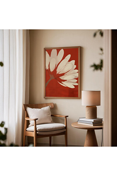 Tuba Decor Tablou într-o singură piesă cu ramă din lemn, floare albă de teracotă