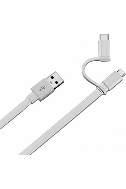 Huawei Επίπεδο καλώδιο USB σε Type-C / micro USB 1,5μ 2Α Λευκό (04071417)