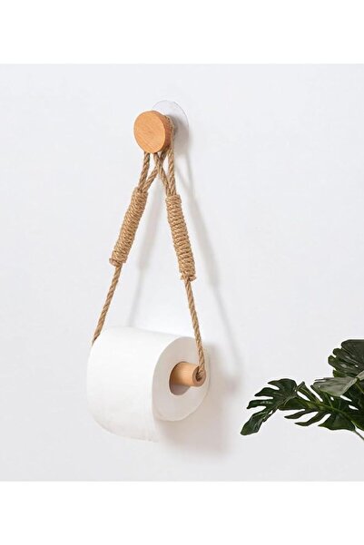 The Bros Wood & Rope Wall Toilet Paper Holder, Rustic Tissue Rolls Paper Hold...
