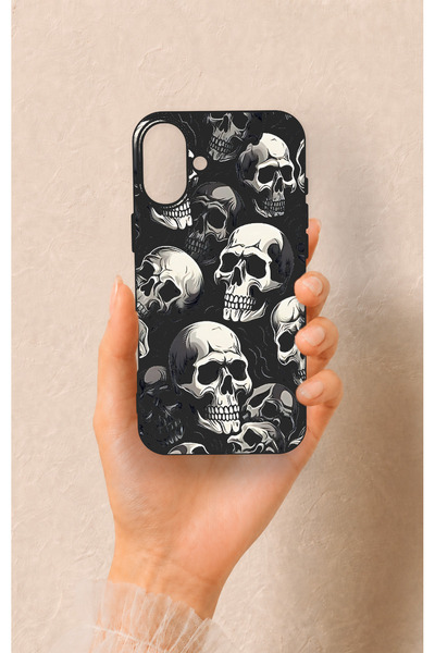 Vip Case iPhone 16 Plus Uyumlu Kuru Kafa Desenli Darbe Emici Kılıf