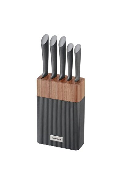 Klausberg 6-piece knife Top Bottom Set with acacia block, stainless steel,