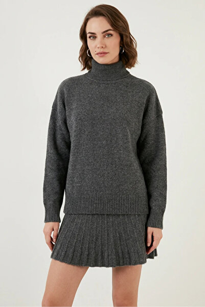 buğrahayalin Women's Turtleneck Knitwear Anthracite Double Set