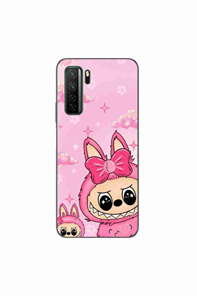 OEM Husa compatibila cu Huawei P40 Lite 5G Silicon Gel Tpu Model Labubu Pink ...