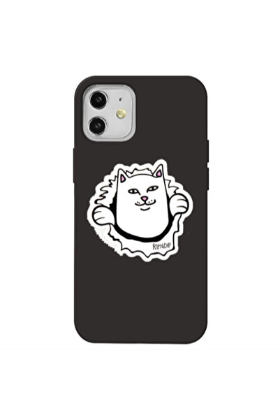 Other Apple iPhone 12 White cat Black Colored Silicone TPU Θήκη
