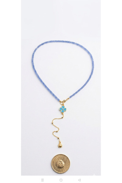 Sİ Handmade Blue Y Necklace