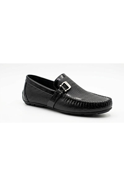 Growish Gr0529 Genuine Leather Knitted Patterned Buckle Casual Black Sports C...