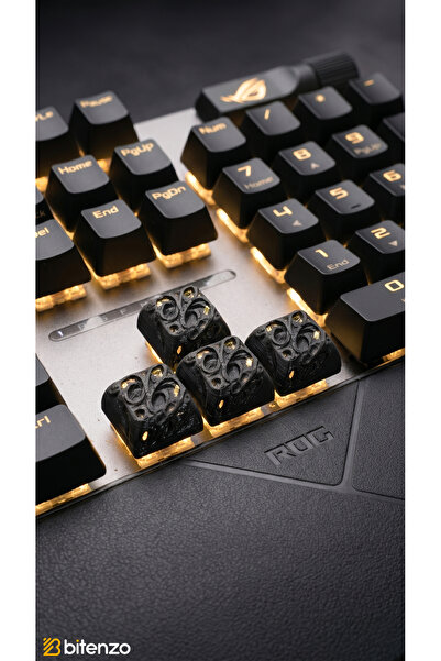 Bitenzo3D Premium Custom Tasarım Mekanik Klavye Keycap Seti 4'lü Paket - Siyah