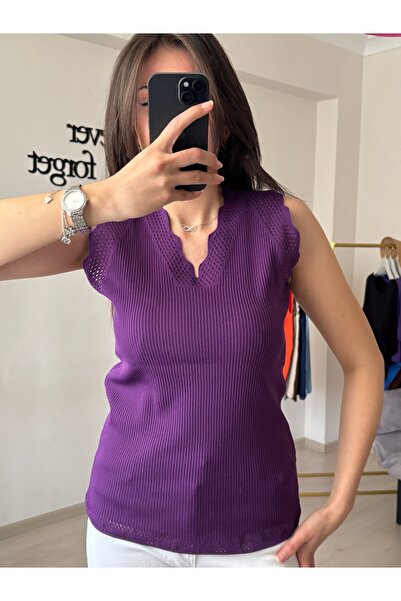 BELİN Fitilli Ajur Desenli Çelik Örgü Bluz