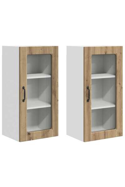 vidaxl Dulap de bucătărie 2 pcs Stejar Artizanal 40 x 31 x 80 cm