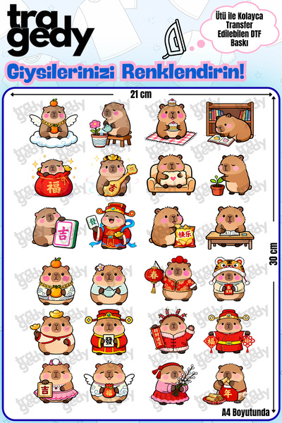TRAGEDY Capybara Design Dtf Printing That Sticks to Fabric with Iron-On Adhes...