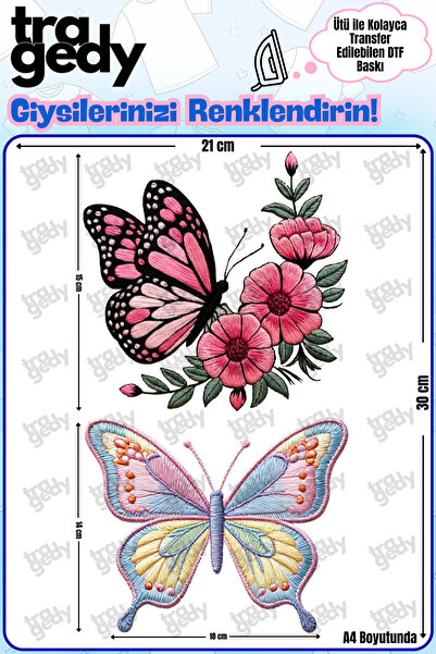 TRAGEDY A4 Size Iron-On Butterfly - 1 Design Dtf Printing That Sticks to Fabric