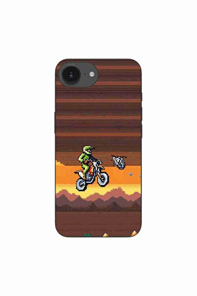 OEM Husa compatibila cu Apple iPhone 16e Silicon Gel Tpu Model Pixel Art Moto...