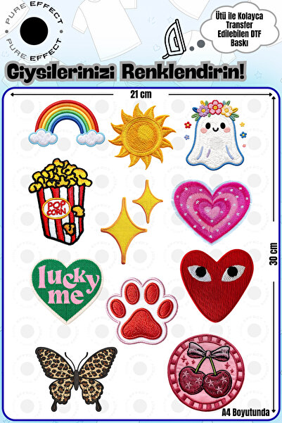 PURE EFFECT A4 Boyutunda Ütü ile Kumaşa Yapışan Örgü Desenli Patch Tasarımlı ...