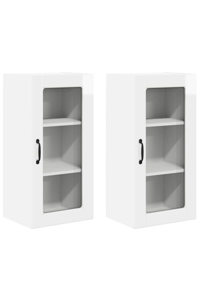 vidaxl Kitchen cabinet 2 pcs Glossy white 40 x 31 x 80 cm