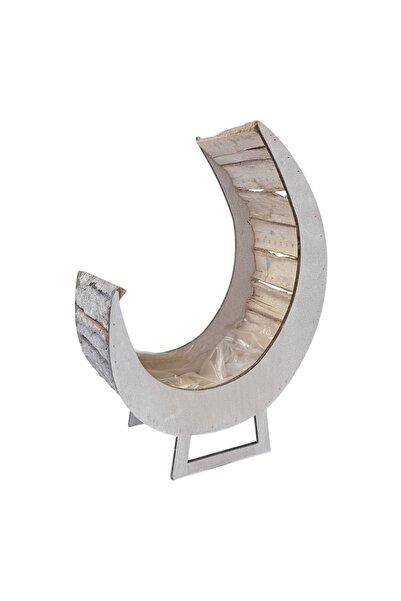 AFO Crescent Bark Basket with Natural White Stand 34cm