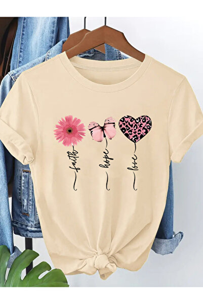 mercoledi Women's Mix Printed Crew Neck Regular Fit T-Shirt