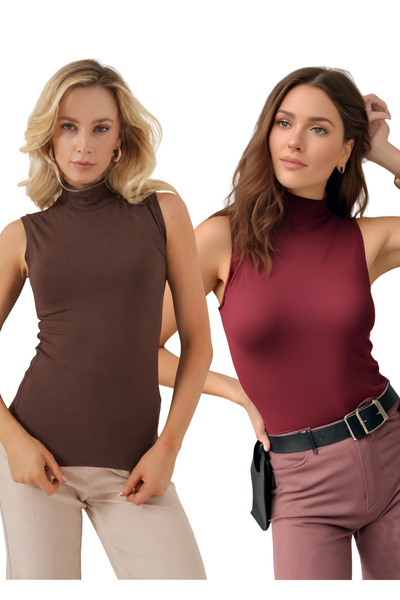 BiavSi Women's Multipack Half Turtleneck 100% Cotton Sleeveless Lycra Bodysui...