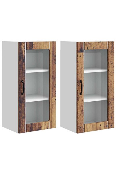 vidaxl Dulap de bucătărie cu raft 2 pcs Lemn vechi 40 x 31 x 80 cm
