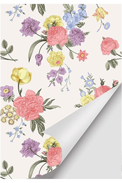 WALLPAPER SUKPDJO Self-Adhesive 40 x 300 cm Vintage Pink Red Flower Kitchen C...