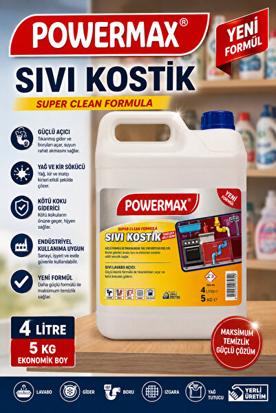 powermax SIVI KOSTİK 5 LİTRE PROFESYONEL ENDÜSTRİYEL TEMİZLİK ÜRÜNÜ