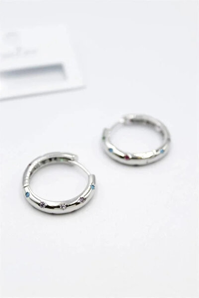 Marsilyan Nvdn- Ieg - Stone-Studded Hoop Earrings - Silver Iegrs-Nvdn1