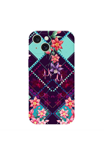 Other Apple iPhone 15 Plus Checkered flowers Transparent Silicone TPU Θήκη