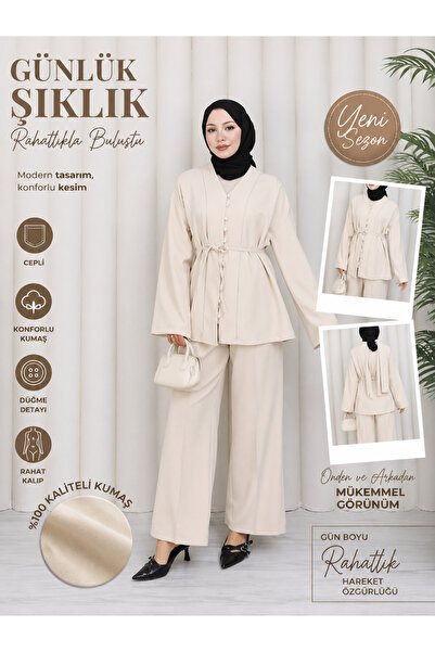 VAYNES Milano Pants Suit Elegance Belted Hijab Suit