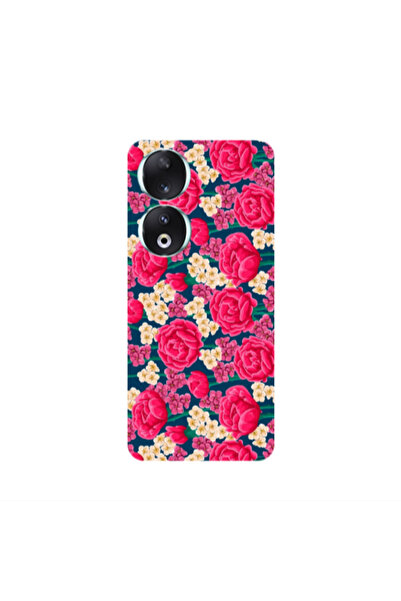 Other Honor 90 5G Red and pink Flowers Transparent Silicone TPU Θήκη