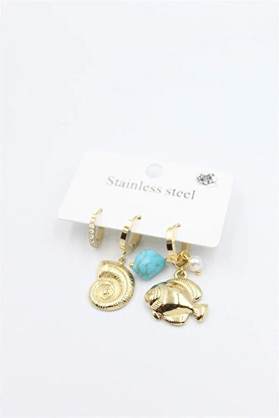 Marsilyan Nvdn- Ieg - 3-Piece Steel Hoop Earrings - Gold Iegrs-Nvdn1