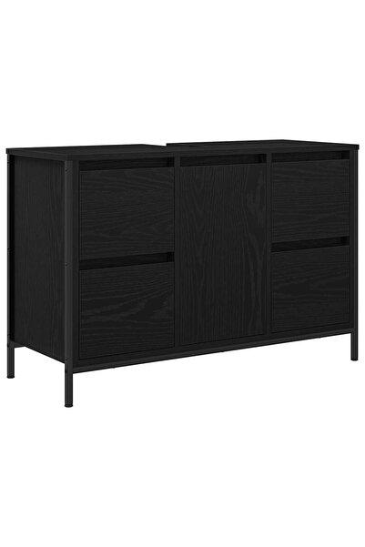 vidaxl Dulap pentru chiuvetă cu sertare Stejar negru 90x34,5x60 cm
