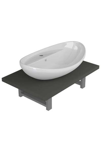 vidaxl Set mobilier de baie, 2 piese, gri, ceramică
