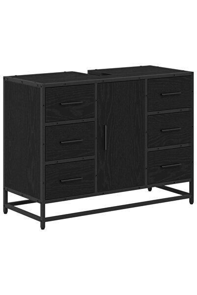 vidaxl Dulap de Baie cu ușă Stejar Negru 80 x 33 x 60 cm Lemn compozit
