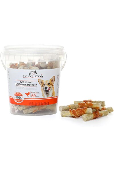 Yıldızan Terra Organic Esca Chicken Snack Munchy 6 Centimeters 50 Pack Dog Tr...