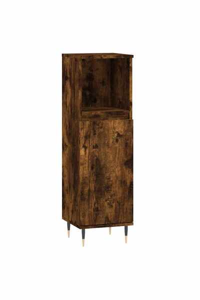 vidaxl Bathroom cabinet, smoked oak, 30x30x100 cm, processed wood