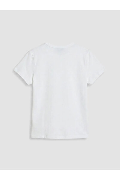 LC Waikiki Λευκό Κοντομάνικο T-Shirt Γυναικείο με Στρογγυλή Λαιμόκοψη