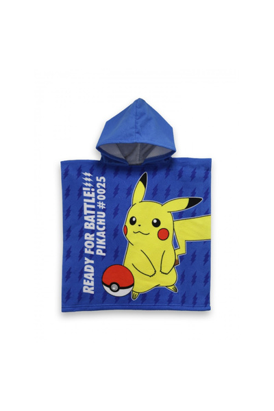 Pokemon Polyester poncho towel, Pokémon Battle, 55x110 cm Blue