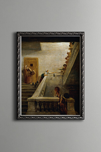 epiqart Historical Staircase Scene - Vintage Patterned Frame - Slim Model