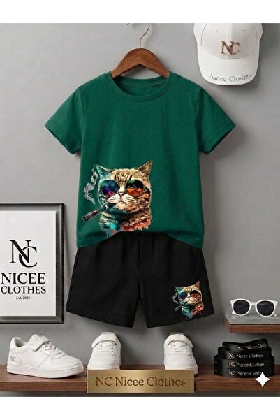 NC Nicee Clothes LETNJA DEČJA MAJICA I KRATKE HLAČE UNISEKS (MAČKA SA NAPISOM...