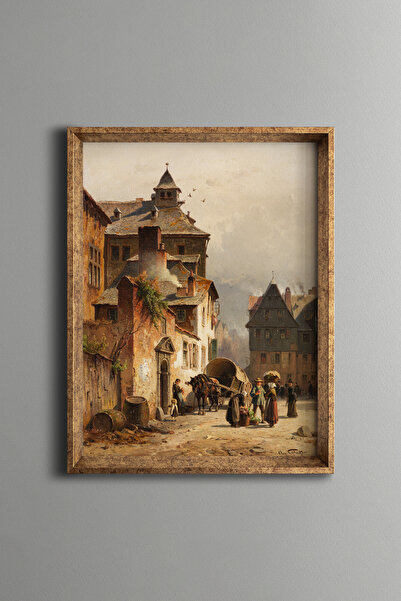 epiqart Historic European Street - Vintage Patterned Frame - Slim Model
