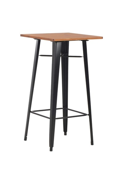 vidaxl Masă de bar, negru, 60x60x108 cm, oțel și lemn masiv de pin