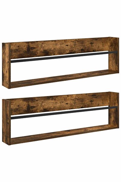 vidaxl Raft pentru reviste 2 pcs Stejar fumuriu 100 x 12 x 30 cm