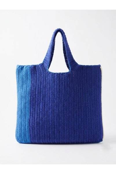 Enie Women's Handmade Blue Beach and Shoulder Bag