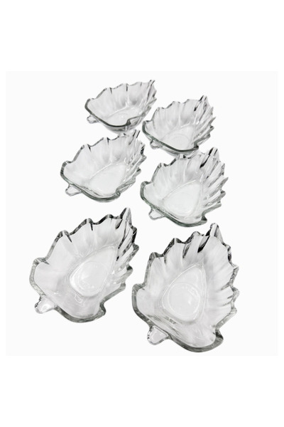 OEM Set de 6 boluri Verona din sticlă transparentă, în formă de frunză, pentr...