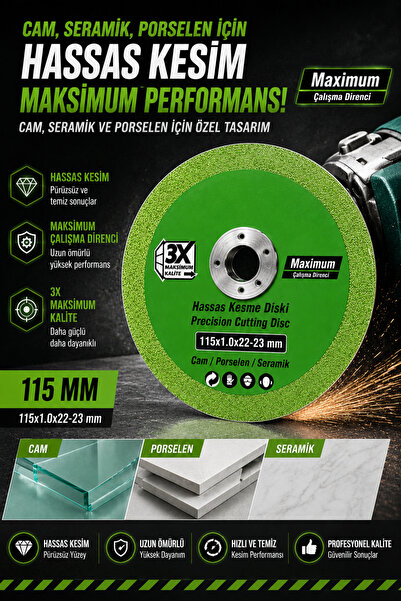 Zephoo 115 mm Elmas Kesme Diski Cam Seramik Porselen Kesici Disk 115x1.0x22.2...