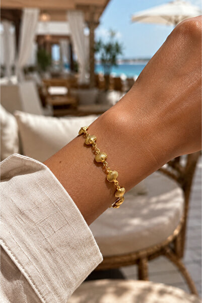 POYASE Sea Shell Figured Gold Color Stainless Steel Women's Bracelet Elegant ...
